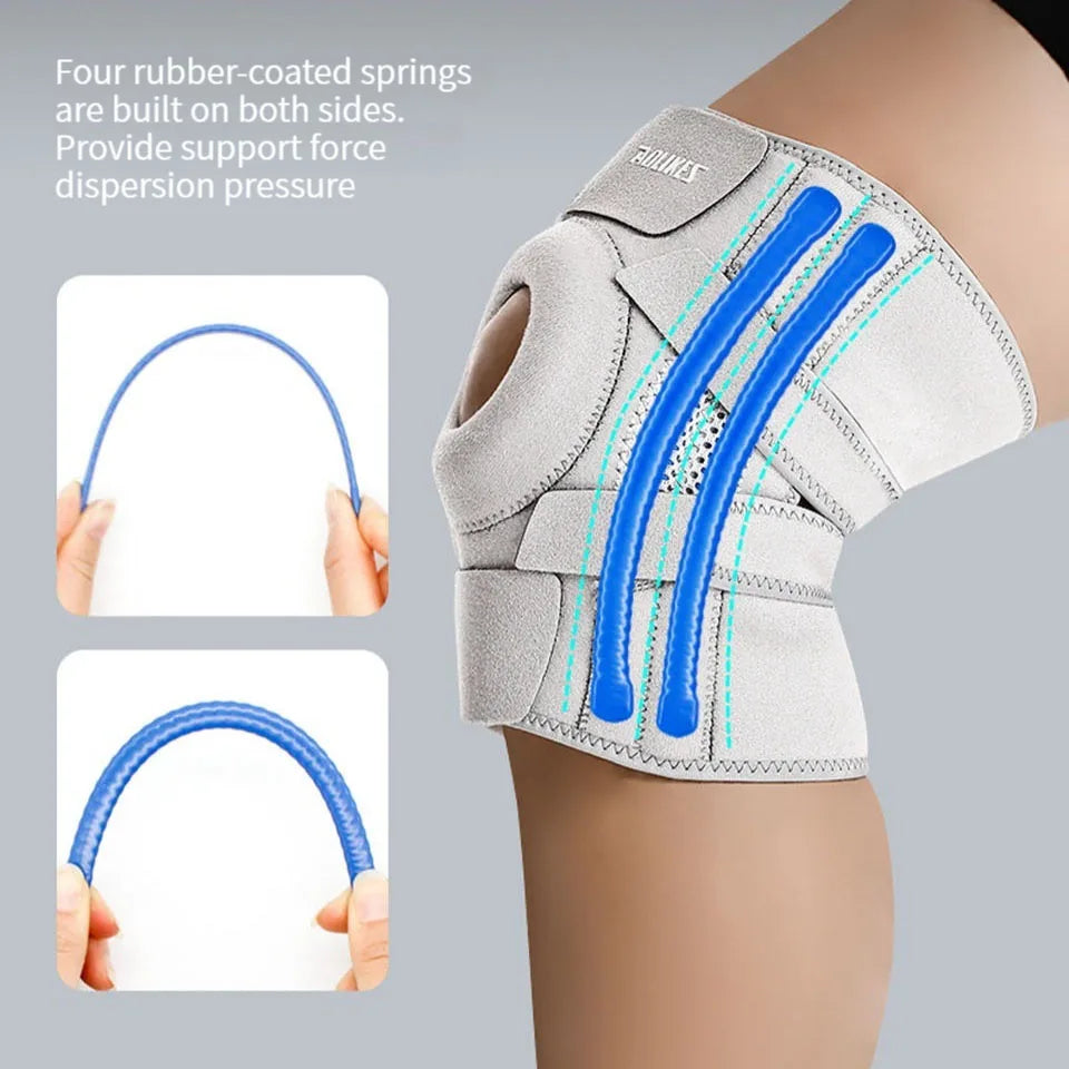 AOLIKES 1PCS Knee Pad with Silicone Spring Knee Brace Support Joint Pain Relief Patella Protector Adjustable Kneepad Guard