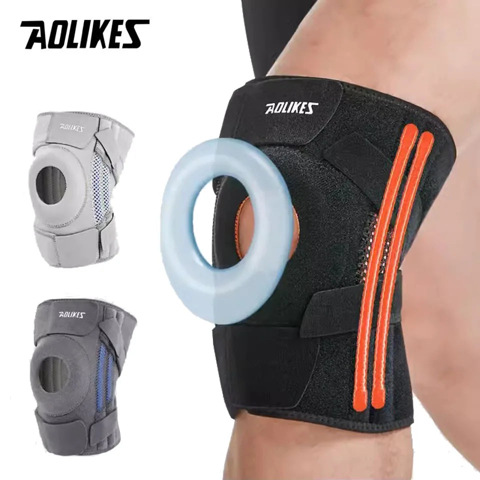 AOLIKES 1PCS Knee Pad with Silicone Spring Knee Brace Support Joint Pain Relief Patella Protector Adjustable Kneepad Guard